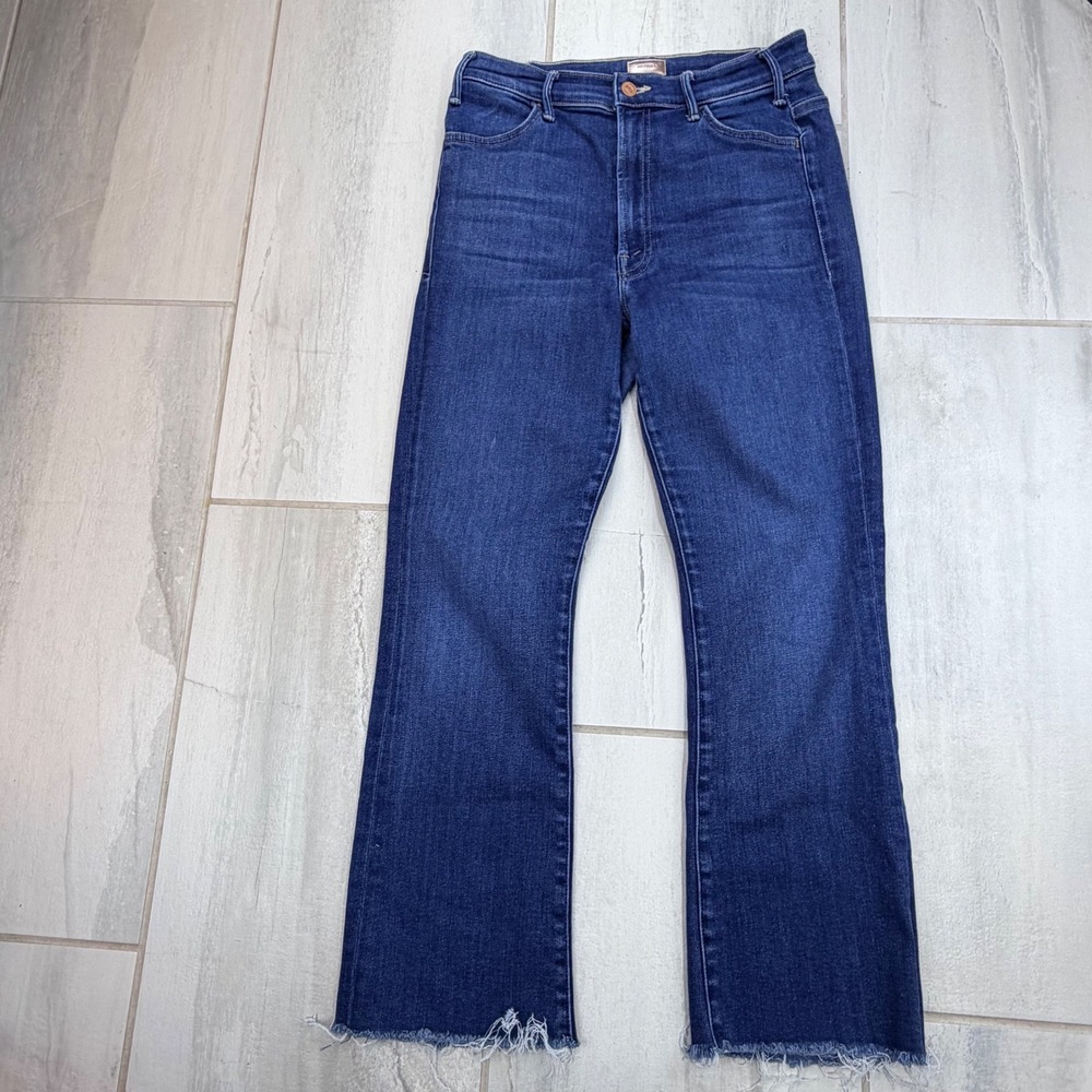 Mother The Hustler Ankle Fray Home Movies High Rise Flare Jeans 28 1117-686